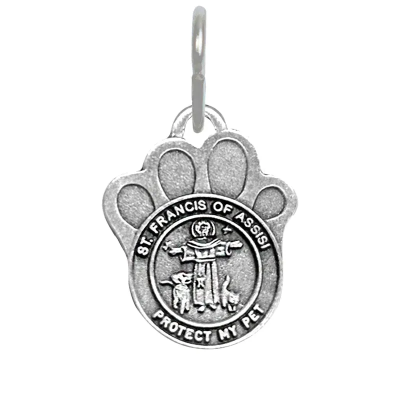 1-3/4 Inch Pewter Paw and St. Francis Pet Medal