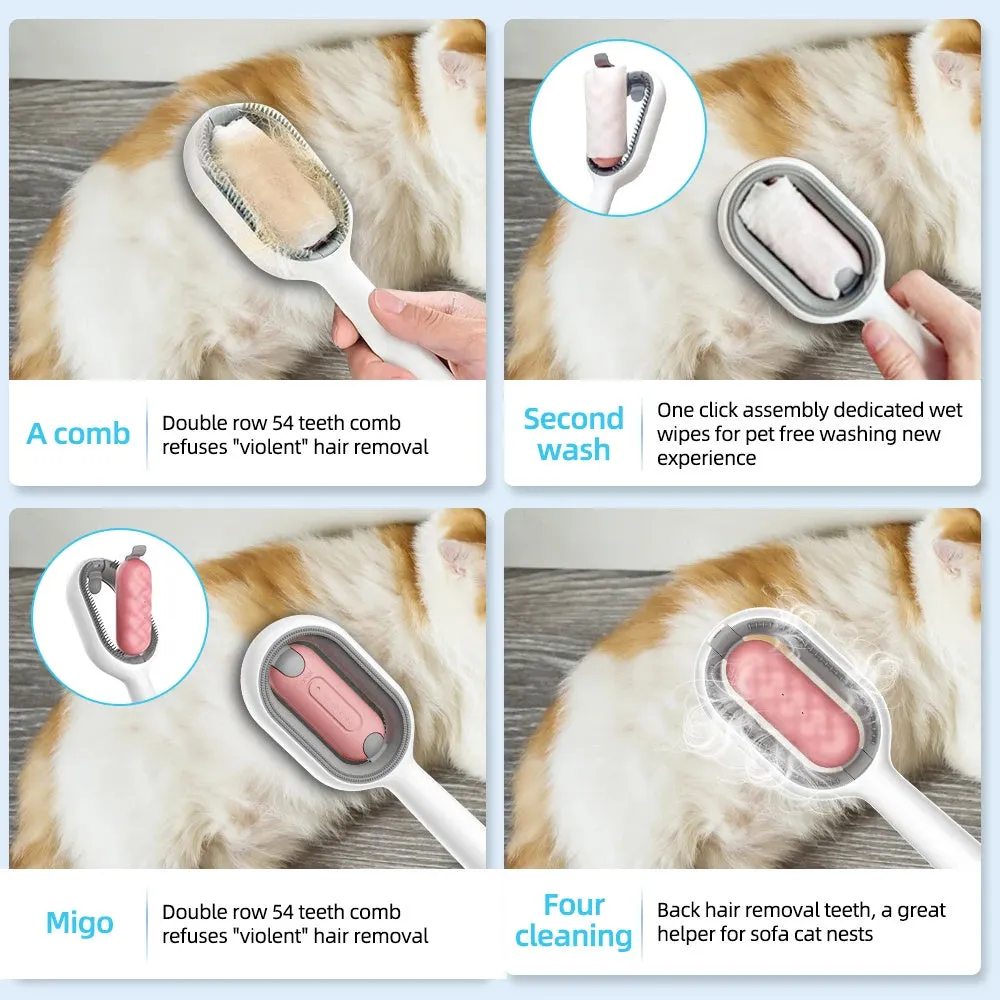 4 In-1 Cat Grooming Hair Brush With Water