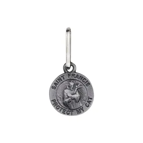 7/8 Inch Pewter Circle St. Francis &quot;Protect My Cat&quot; Pet Medal