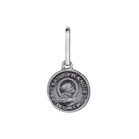7/8 Inch Pewter Circle St. Francis &quot;Protect My Dog&quot; Pet Medal