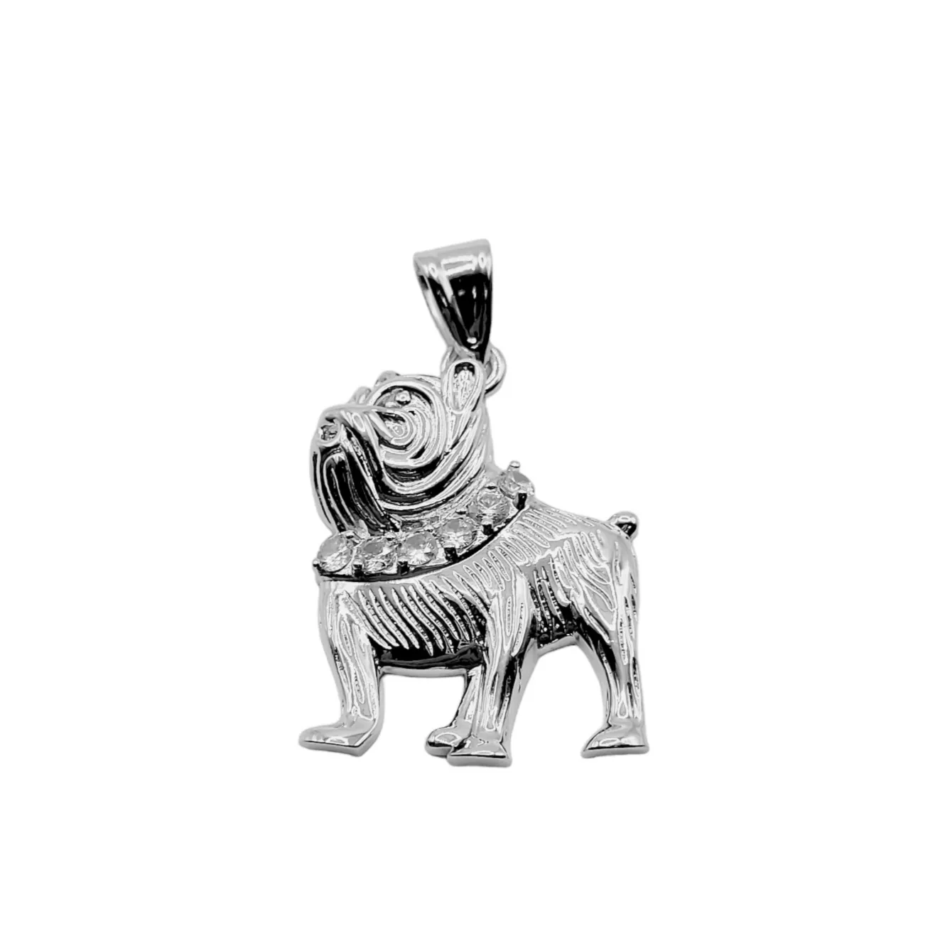 Bulldog Extra Large With Cubic Zirconia Collar Charm