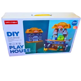 DIY Play House Villa & Pet Care 2-in-1 Playset - 33-Piece Building Set for Creative Play, Ages 3 