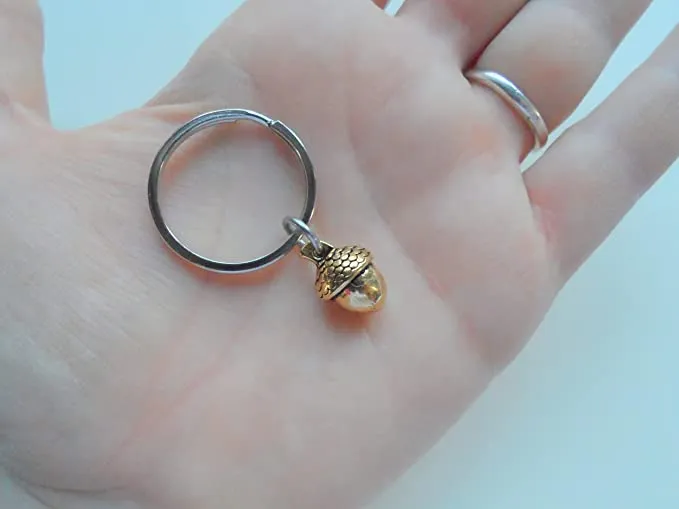 Golden Acorn Keychain - Peter Pan's Kiss; Couples Keychain