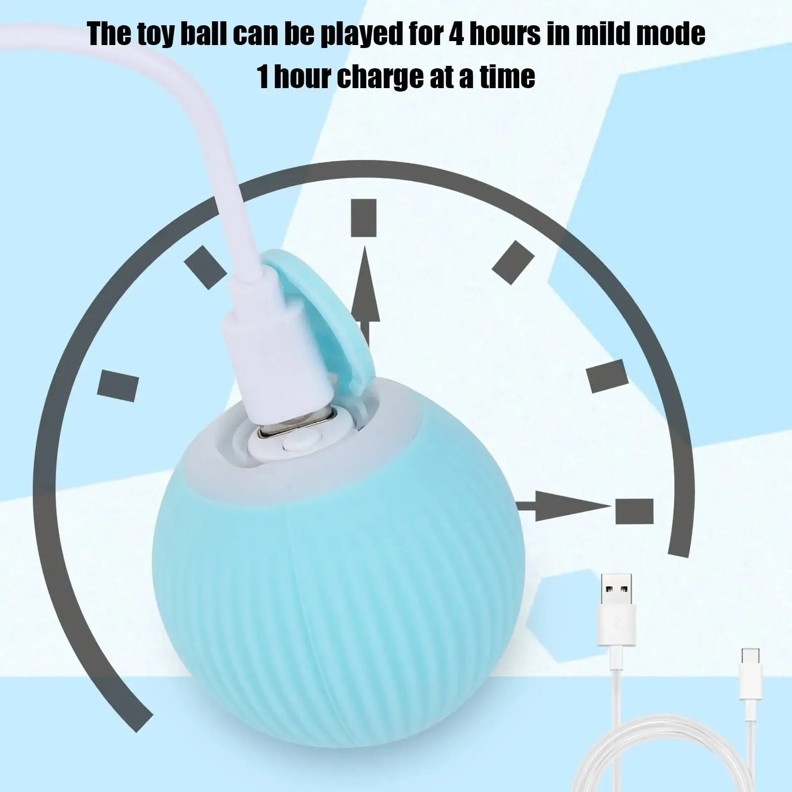Interactive Cat Toys Ball, Automatic 360° Self-Rotating Rolling Ball USB Accessories Cats Pet Exercise Chase Toy Ball for Kitten