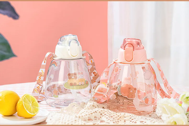Kawaii Cartoon Pink Rabbit Large Capacity Water Bottle