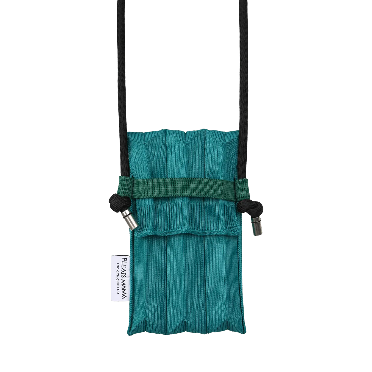 Knit Pleated Phone Bag made from Recycled Ocean Plastic - Green