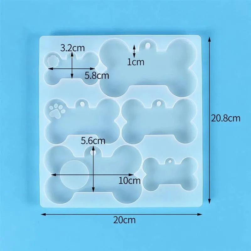 Multi Dog Bone Tag Silicone Resin Mold