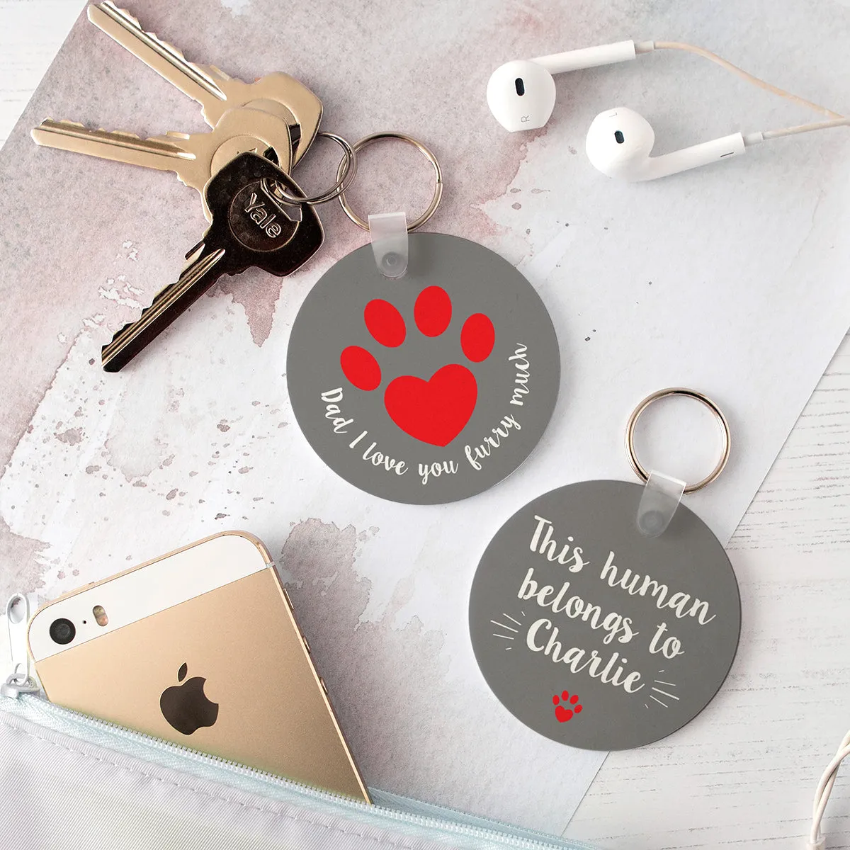 Personalised Pet Dad Animal Lover Keyring