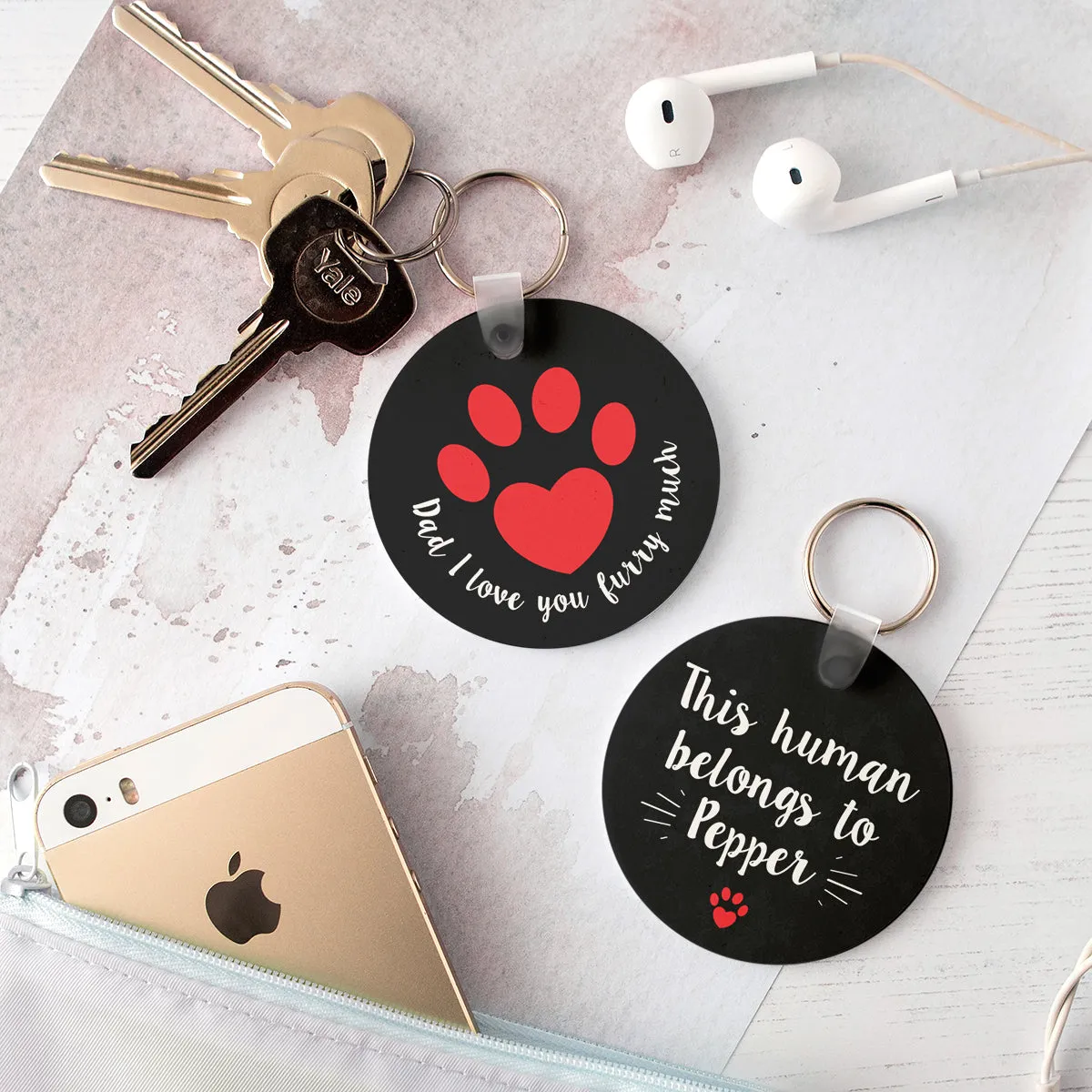 Personalised Pet Dad Animal Lover Keyring
