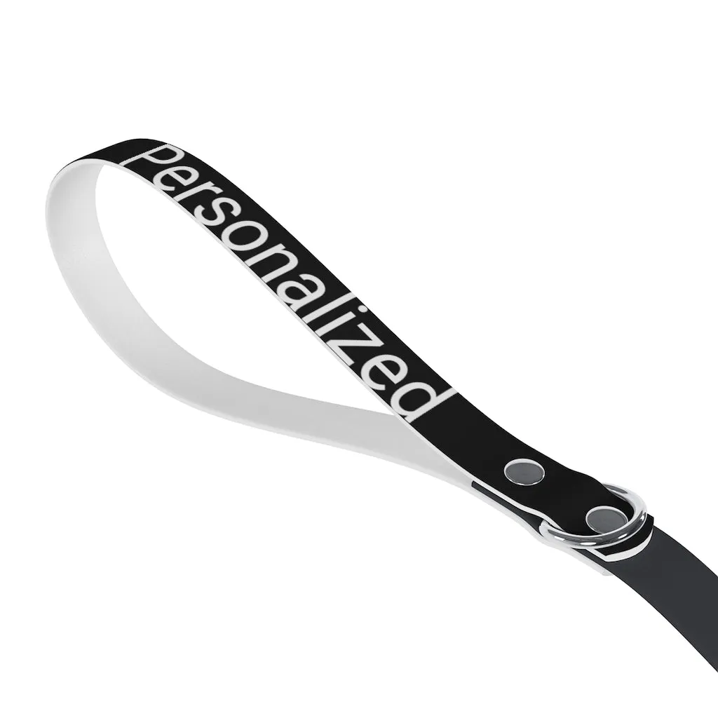 Personalized Dog Leash, Anti Microbial, Water Resistant, One Size, Black PVC Strap, White TPU Handle, FREE Shipping, Made in USA!!