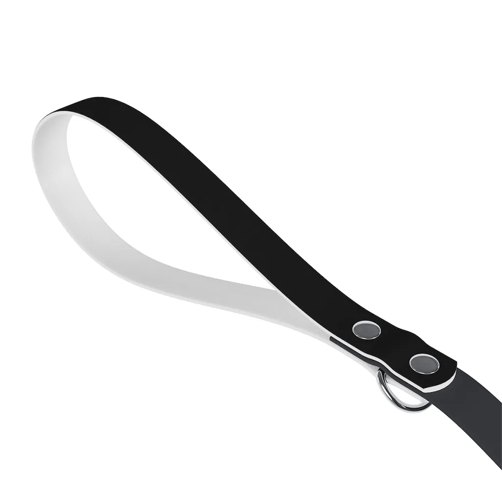 Personalized Dog Leash, Anti Microbial, Water Resistant, One Size, Black PVC Strap, White TPU Handle, FREE Shipping, Made in USA!!