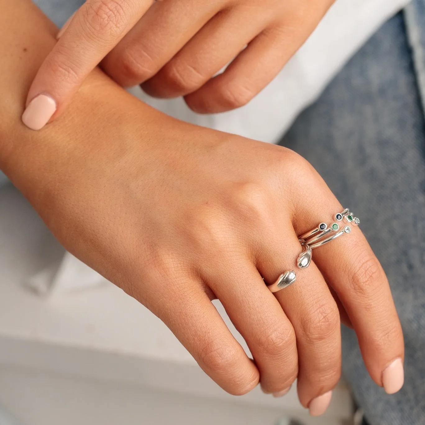 Silver Open Paw Hug Ring